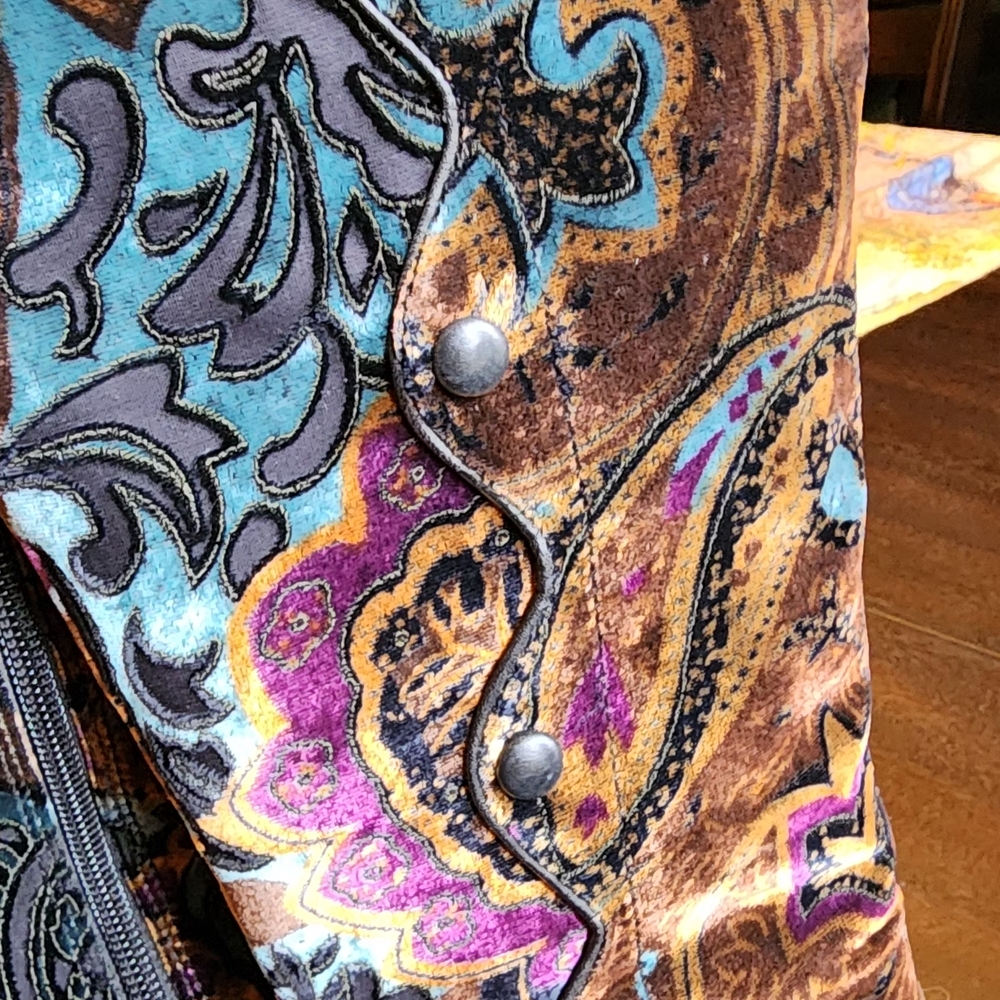 Born Brand Elegant Velvet Paisley Over the Knee Boots - Picture 3 of 9